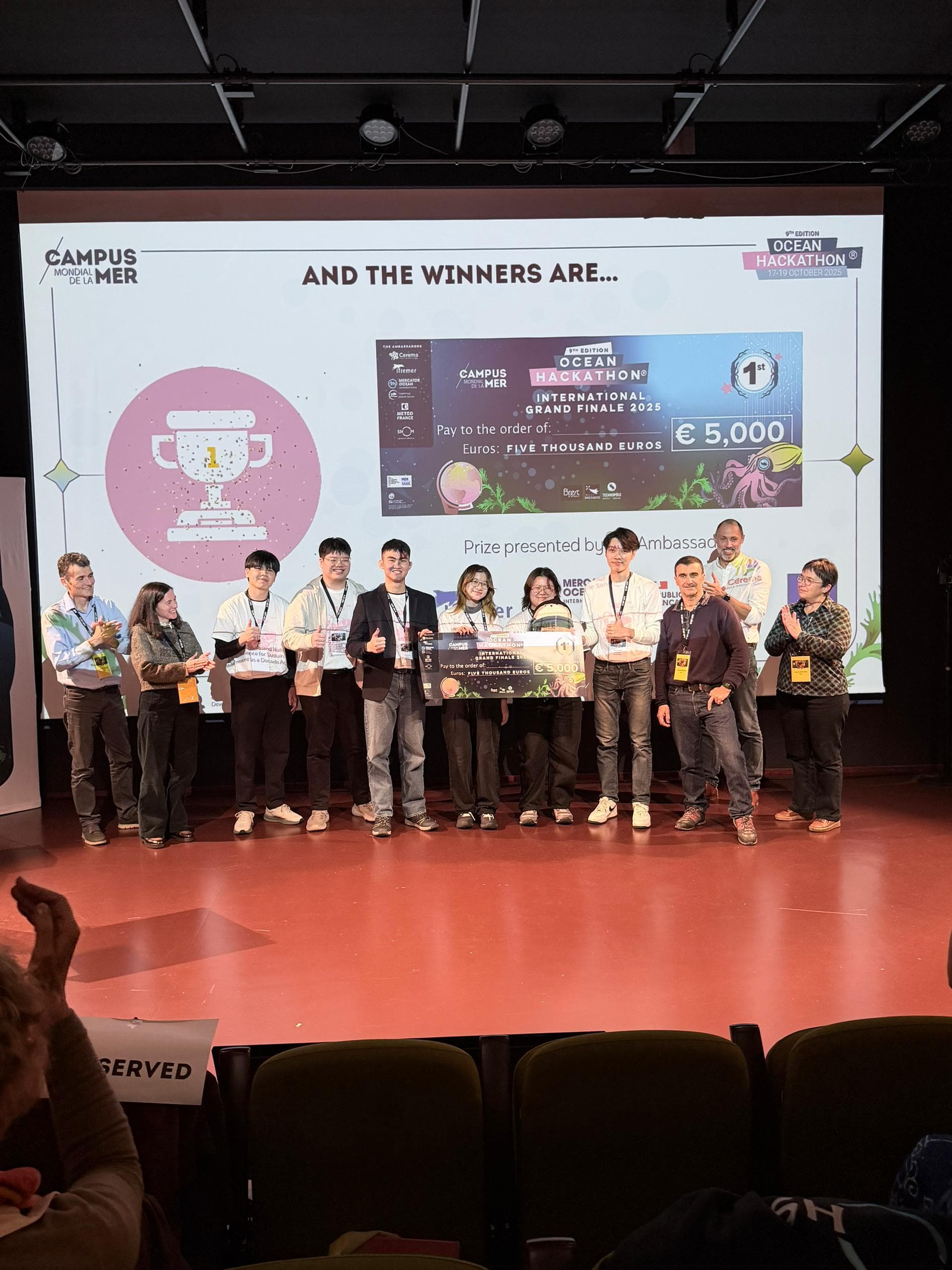 FeedRight receiving first place at Ocean Hackathon in Brest